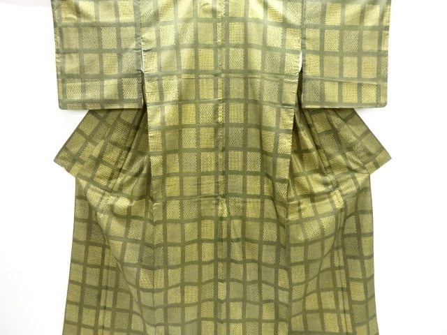 JAPANESE KIMONO / OSHIMA TSUMUGI / DYING / ICHIMATSU PATTERN 